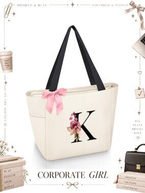 Waterproof Monogrammed Tote Bag Bridesmaid Gift Zipper Travel Tote